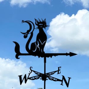 Moon Cat Metal Weathervane - Decor for Roof, Garden or Yard