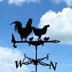 Veleta de gallo - Decoración artesanal para techo o jardín - Dirección del viento de metal