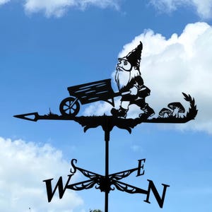 Gartenzwerg Metall Wetterfahne - Handgefertigte Windfahne für Dach oder Garten