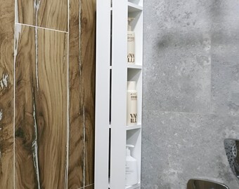 Floating Bathroom Organizer | Vertical Wall-Mounted Shelf | Minimalist Aluminum Storage | Shower Caddy Improvment