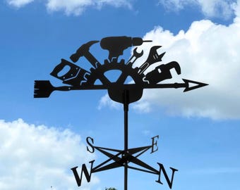 Workshop Weathervane - Handcraft Wind Vane Decor for Roof or Garden - Metal Wind Direction