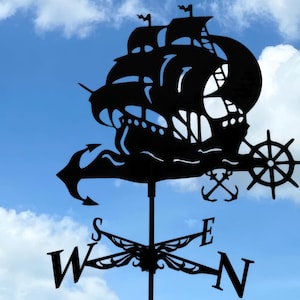 Sailboat Weathervane: Metal Wind Vane for Roof or Garden - Wind Direction