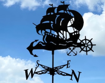 Ship Metal Weathervane - Wind Vane for Roof or Garden - Wind Direction