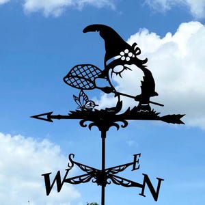 Garden Gnome Weathervane – Handcraft Wind Vane Decor for Roof or Garden - Metal Wind Direction