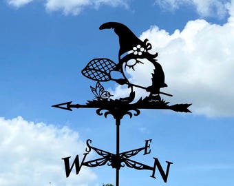 Gnome Metal Weathervane: Wind Vane Decor for Roof or Garden