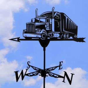 Truck Metal Weathervane - Wind Vane Decor for Roof or Garden - Metal Wind Direction