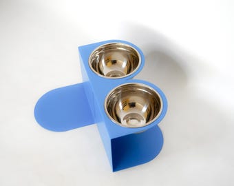 Comedero doble elevado para perros: Comedero moderno para mascotas con cuencos de acero inoxidable