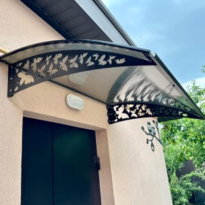Metal Door Canopy with Butterfly Ornament | Awning For Door | Entrance Shelters | Front Porch Awning
