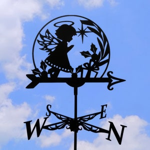 Angel&#39;s Whisper Weathervane  - Handcraft Wind Vane Decor for Roof or Garden - Metal Wind Direction