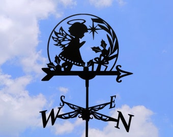 Angel's Whisper Weathervane  - Handcraft Wind Vane Decor for Roof or Garden - Metal Wind Direction