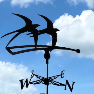 Swallows Metal Weathervane - Wind Vane Decor For Garden and Roof - Metal Wind Direction