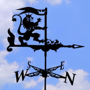Lion Heraldic Metal Weathervane - Decor Wind Vane for Roof or Garden