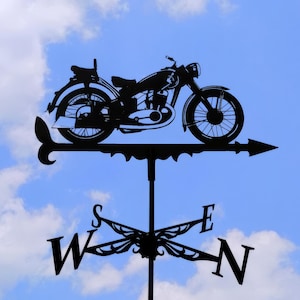 Motorcycle Weathervane – Iron Wind Vane for Roof or Garden