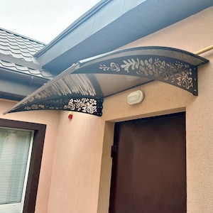 Metal Awning For Door With Rose Flower Ornament | Canopy for House Entrance | Awning Cover | Entrance Shelter | Metal Roof For Door