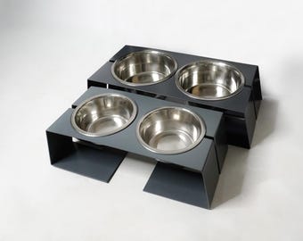 Modern Elevated Dog Bowl Stand: Metal Frame, Ergonomic Feeder