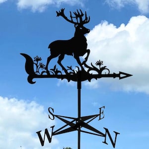 Deer Metal Weathervane - Wind Vane Decor for Roof or Garden - Wind Direction