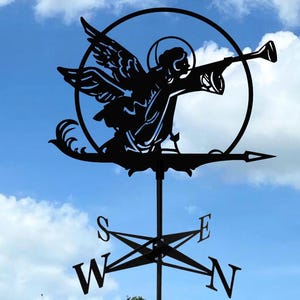 Angel Weather Vane: Metal Wind Direction Indicator for Roof or Garden