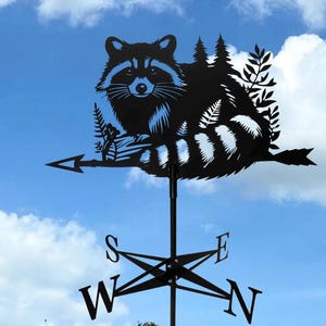 Raccoon Weathervane: Metal Wind Direction for Roof or Garden