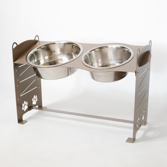 Adjustable Elevated Dog Bowl Stand: Large Breed, Stainless Steel Bowls -  Etsy