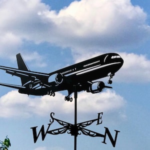 Airplane Weathervane – Handcraft Wind Vane Decor for Roof or Garden - Metal Wind Direction