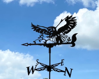 Owl Weathervane: Handcrafted Metal Wind Direction Indicator