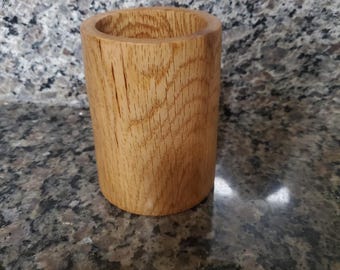 Taza de madera de manzano, portalápices o porta cepillos de dientes