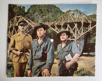 A vintage Bridge over the River Kwai French picture postcard disc from 1950s, of the song Colonel Bogey.