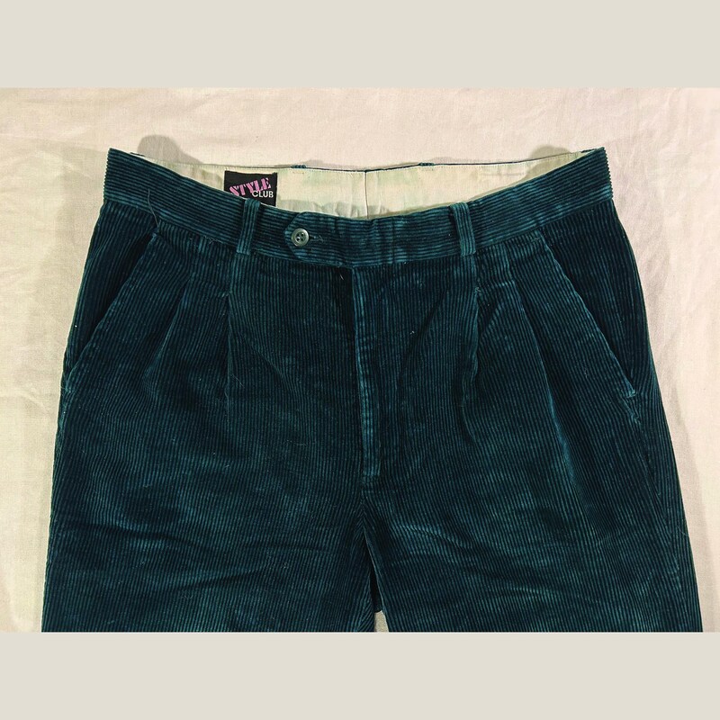Corduroy Pleated Pants Blue