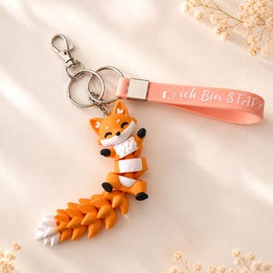 Beweglicher Fuchs Schlüsselanhänger | 3D Druck Tier Anhänger | Niedlicher Fuchs mit Karabiner | Geschenk Tierliebhaber | Personalisierbar