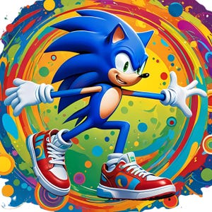 Sonic Hedgehog PNGs JPGs - 8 Vibrante design di cartoni animati 3D per sublimazione - istantaneo digitale ad alta risoluzione, design hd 8K"