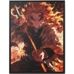 Demon Slayer The Flame hashira Kyojuro Rengoku Matte Canvas, Stretched, 0.75&quot; / 1.25&quot; / Frame