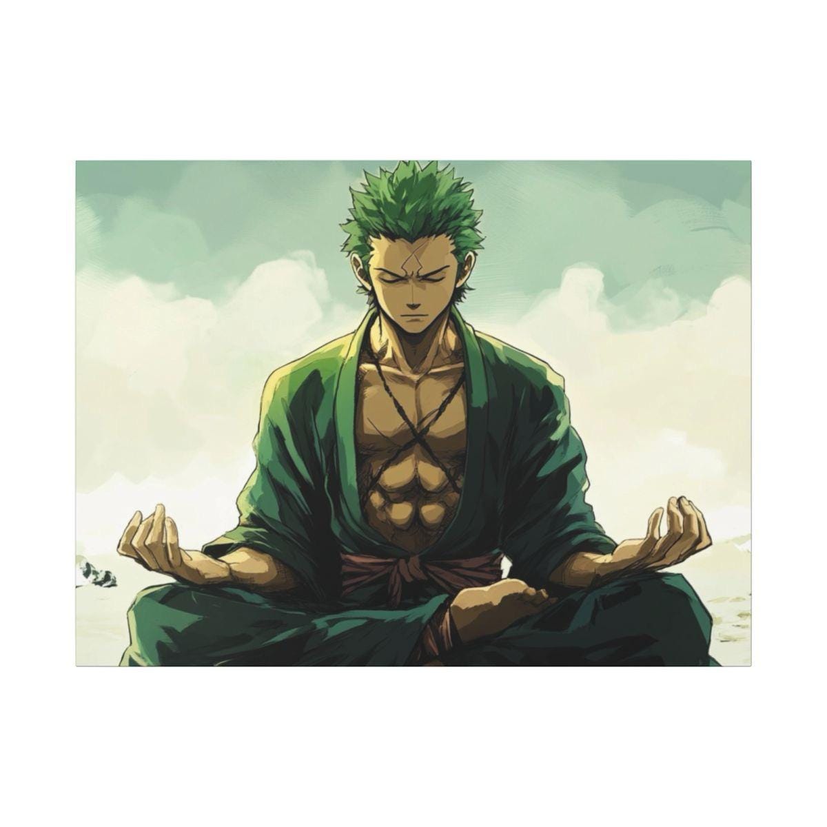 One Piece Zoro Meditating on the Sand Matte Canvas Stretched, 0.75