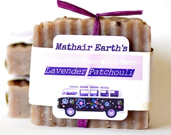 Lavender Patchouli Beer Soap.Handmade soap by Mathair Earth. Beer Soap. Natural Soap. Small Batch Soap. Handcrafted Soap.