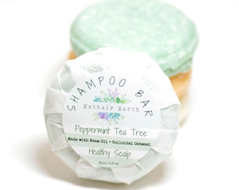Peppermint Tea Tree Shampoo Bar - Healthy Scalp, Neem Oil & Oatmeal
