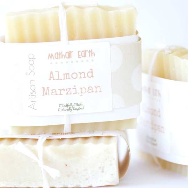 Almond Marzipan Bar Soap. Handmade soap by Mathair Earth. Idaho Soap. All Natural Soap. Small Batch Handmade Soap. Natural Skincare.