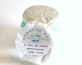 Bentonite Clay Shampoo Bar, pH Balanced & SLS Free