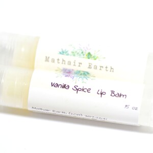 Vanilla Spice Essential Oil Lipbalm. All Natural Lip balm made by Mathair Earth. Handcrafted Lip Balm. Lip Balm. Chapstick. Green Beauty.