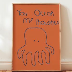Octopus Wall Art, Funny Octopus Print, Romantic Octopus Gift, Cute Sea Creature Poster, Ocean Lover Decor, Tentacle Love Art Valentines Gift