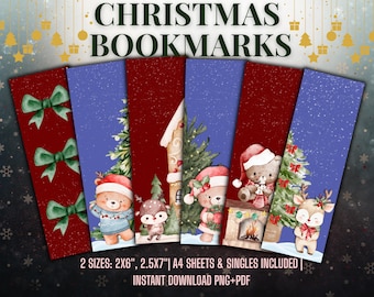 Christmas Bookmark Watercolor | Cozy Holiday Designs | Printable Bookmark PNG | Digital Download | Cozy Bookmarks | Bookmarks PNG