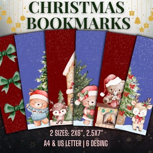 Christmas Watercolor Bookmarks, Cozy Holiday Printable Bookmarks, Christmas Bookmark PDF, Digital Download