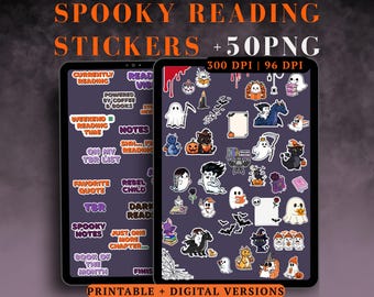 GoodNotes用ハロウィンブック風ステッカー｜不気味な読書ステッカー｜デジタルプランナーステッカーパック
