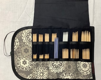 Small Double Point Needle Case w/fabric options, holds 14 sets of dpns
