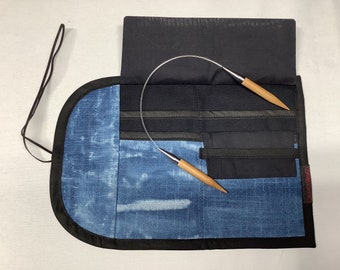 Small Circular Needle Case holds 3-9 needles and has an accessories pocket