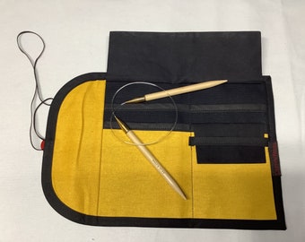 Small Circular Needle Case holds 3-9 needles and has an accessories pocket