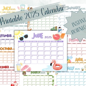 2025 Printable Calendar for Kids, Children&#39;s Calendars, Homeschool Calendar, Classroom Decor, Instant Download, Kids Printable, Daycare