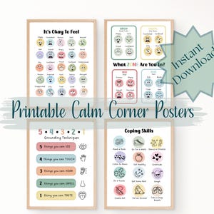 Boho Calm Corner Posters, Printable Calm Corner, Educational Printables, Playroom Wall Art, Digital Download, Emotions and Zones Charts