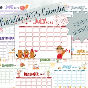 2025 Printable Calendar for Kids, Children&#39;s Calendars, Homeschool Calendar, Classroom Decor, Instant Download, Kids Printable, Daycare
