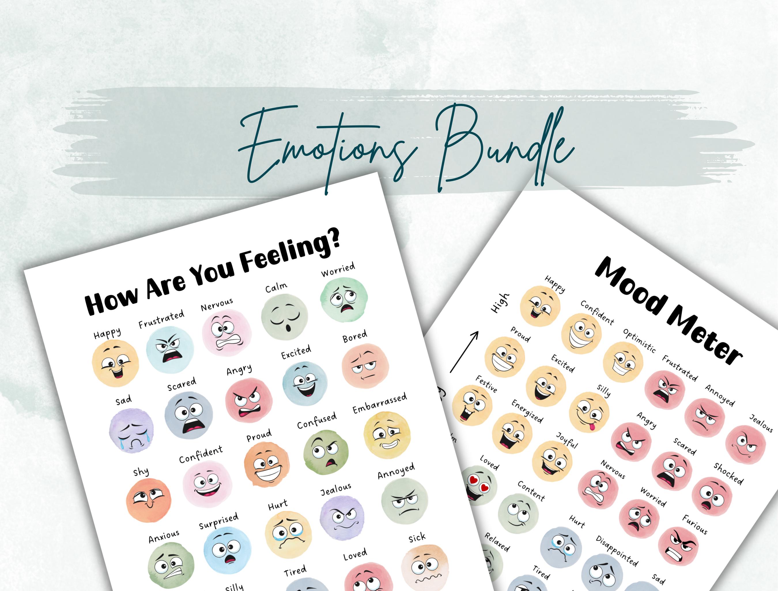 Emotions Chart Poster Bundle, Boho Kids Educational Printable (digital ...
