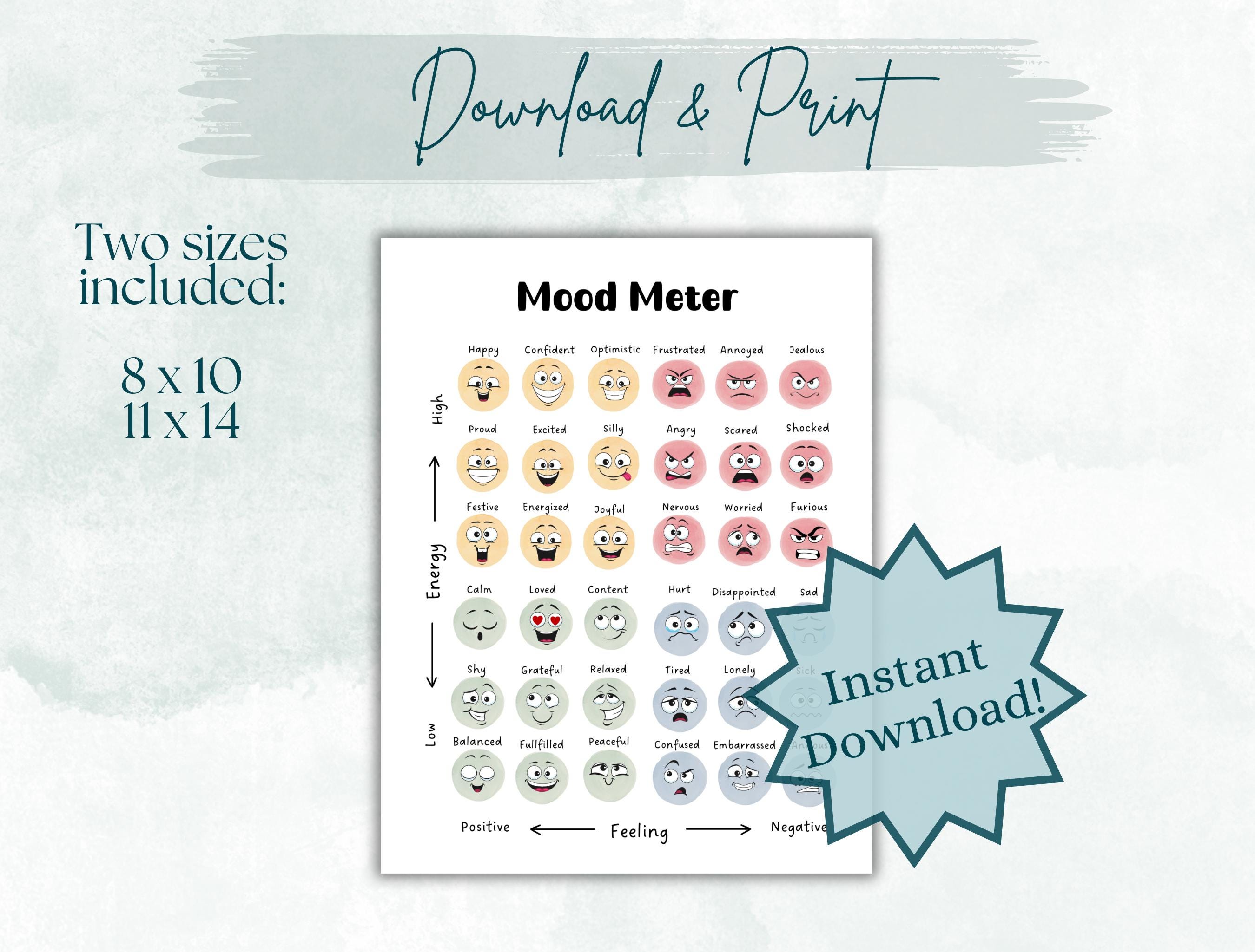 Boho Mood Meter Poster, Printable Emotions Chart for Kids, Boho ...