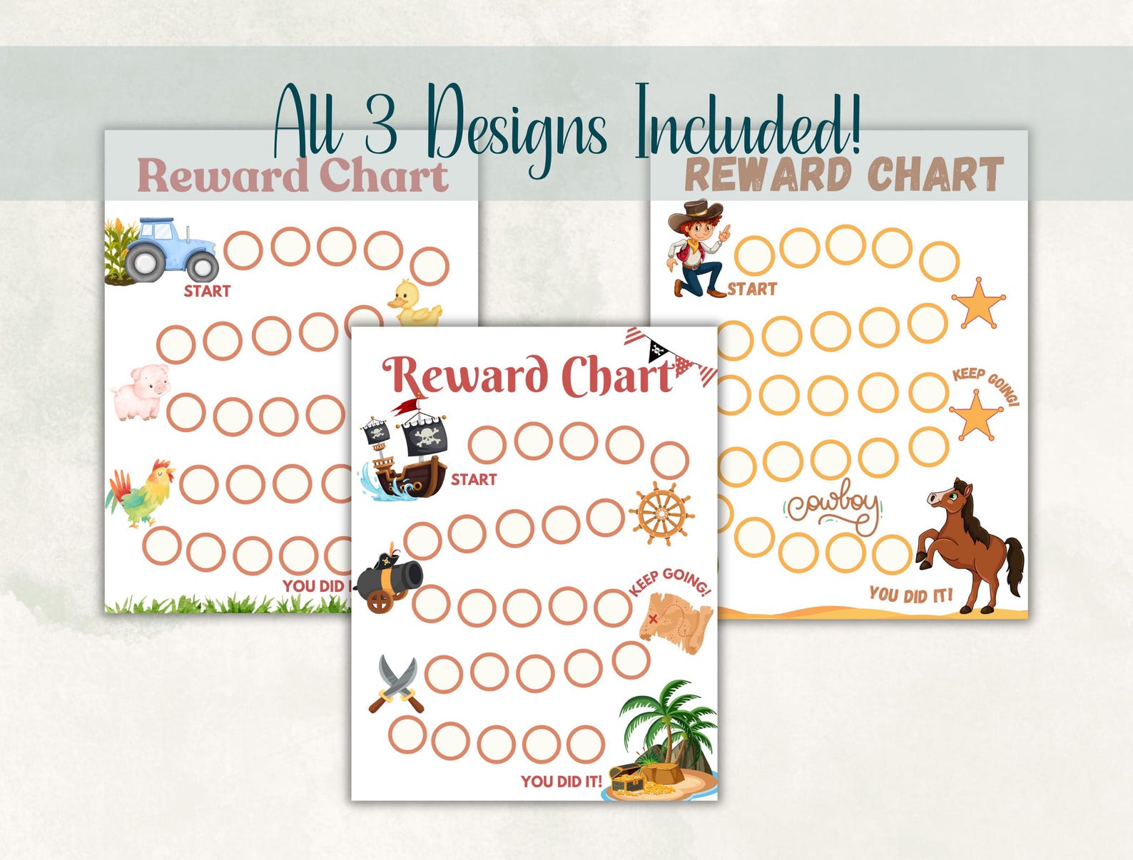 Kids Reward Chart Set, Daily Routine, Behavior Tracker (printable) - Etsy